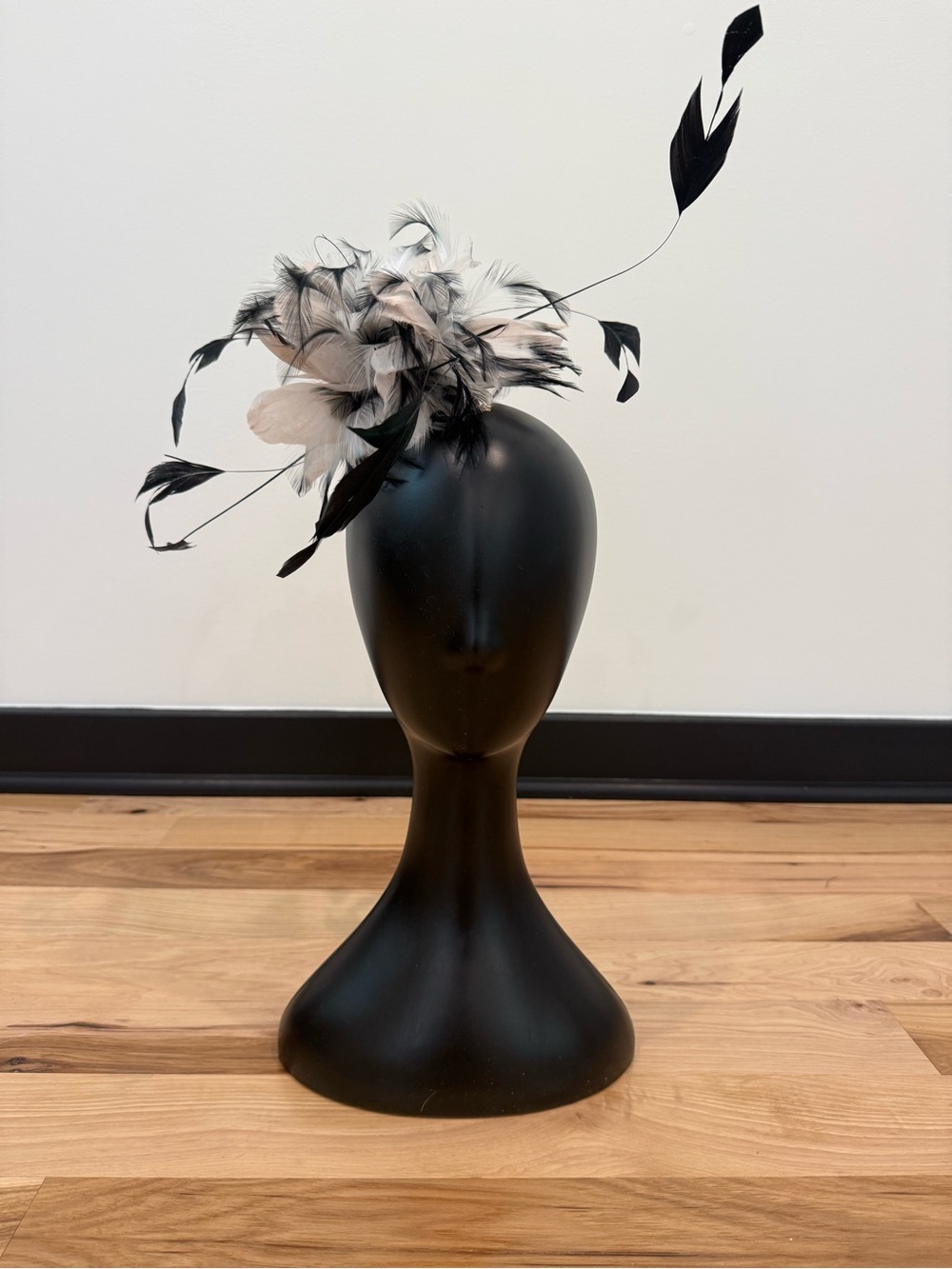 Black Blush Feather Fascinator Statement Headpiece Wedding Derby